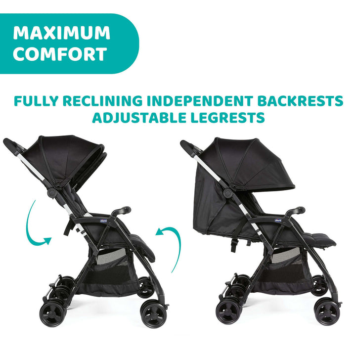 Chicco OHlalà Twin Double Stroller Black Night 07079279410000