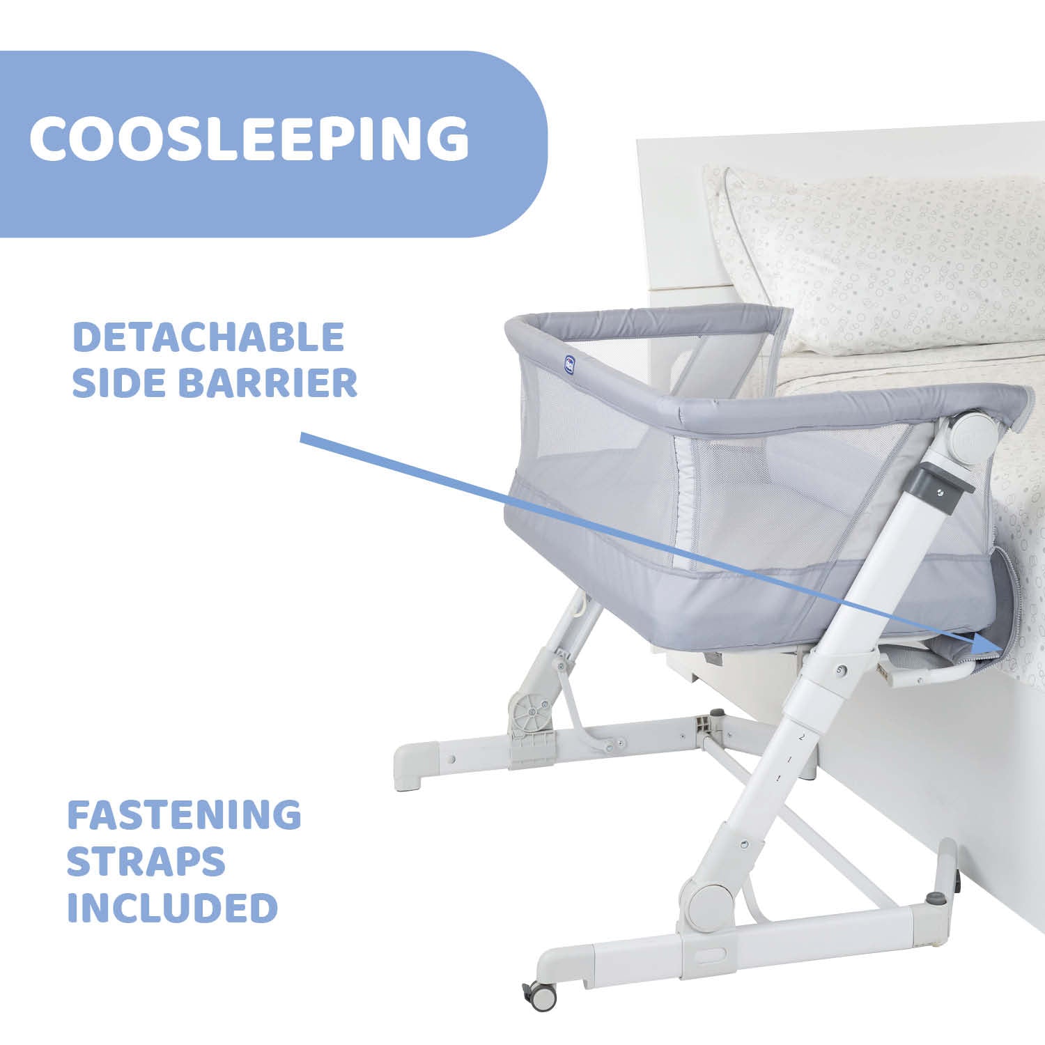 Chicco Next2Me Pop Up Co-sleeping Cot Grey Mist