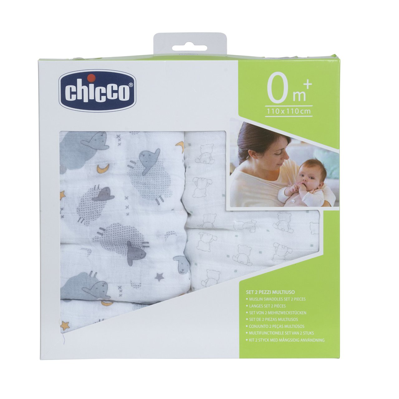 Chicco Swaddle Muslin Grey Sheep & Bear 09010991910990