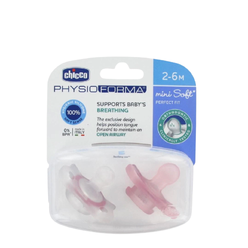 Chicco Mini Soft Silicone Soother 2PCS Girl 00073221110000