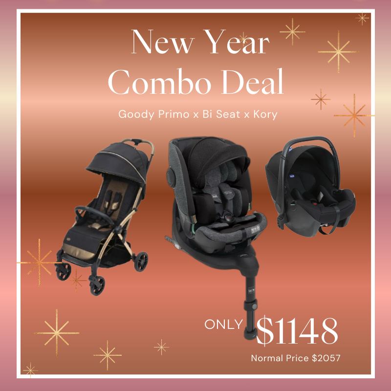 Chicco Goody Primo Stroller Bi-Seat Air Car Seat Kory Bundle 08087069720000+04087050720000+06087070950000