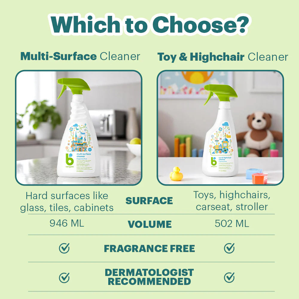 Babyganics toy-highchair cleaner, fragrance free 502ml