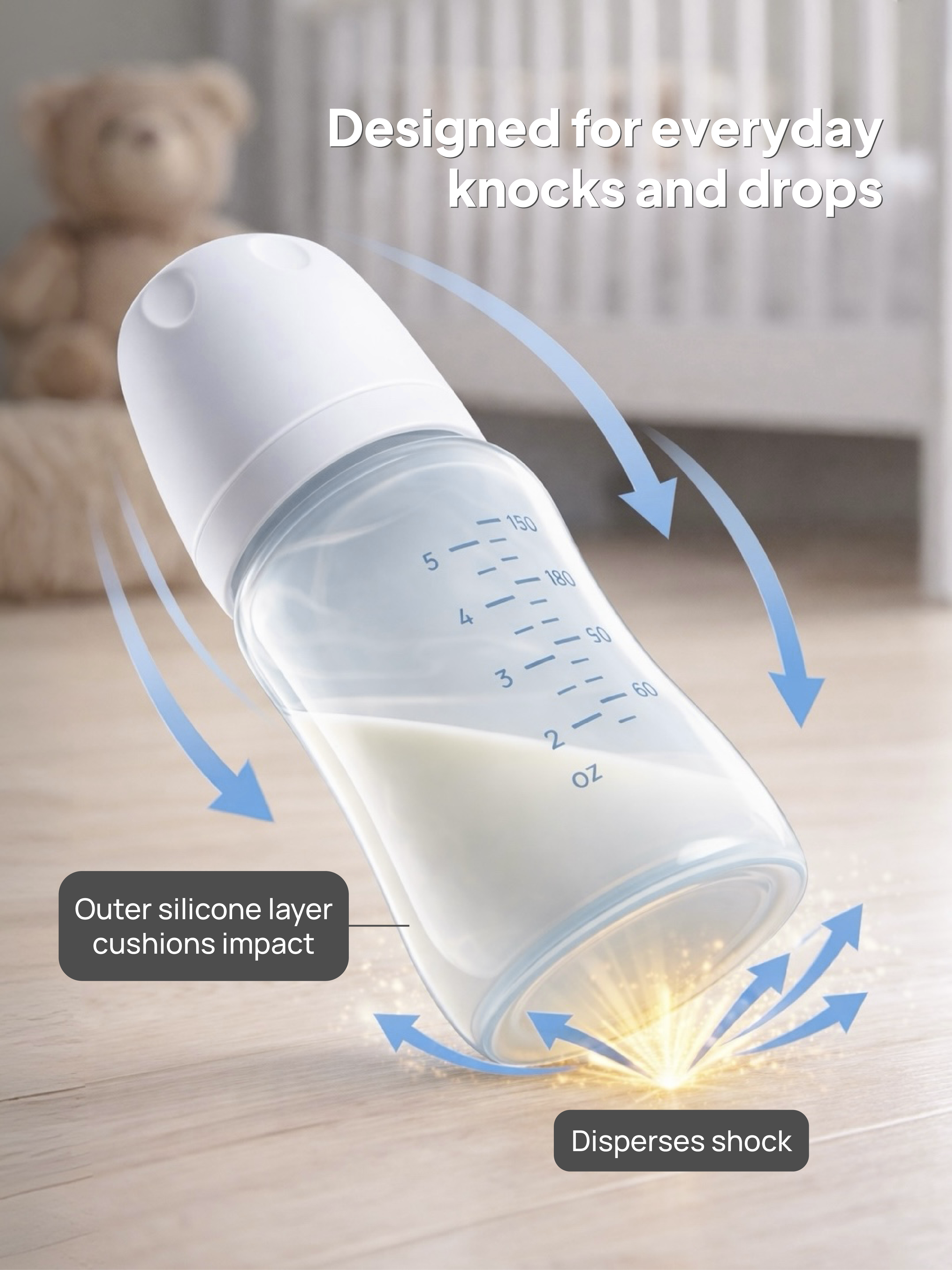 SiliGlass Milk Bottle 240ml (6M+)