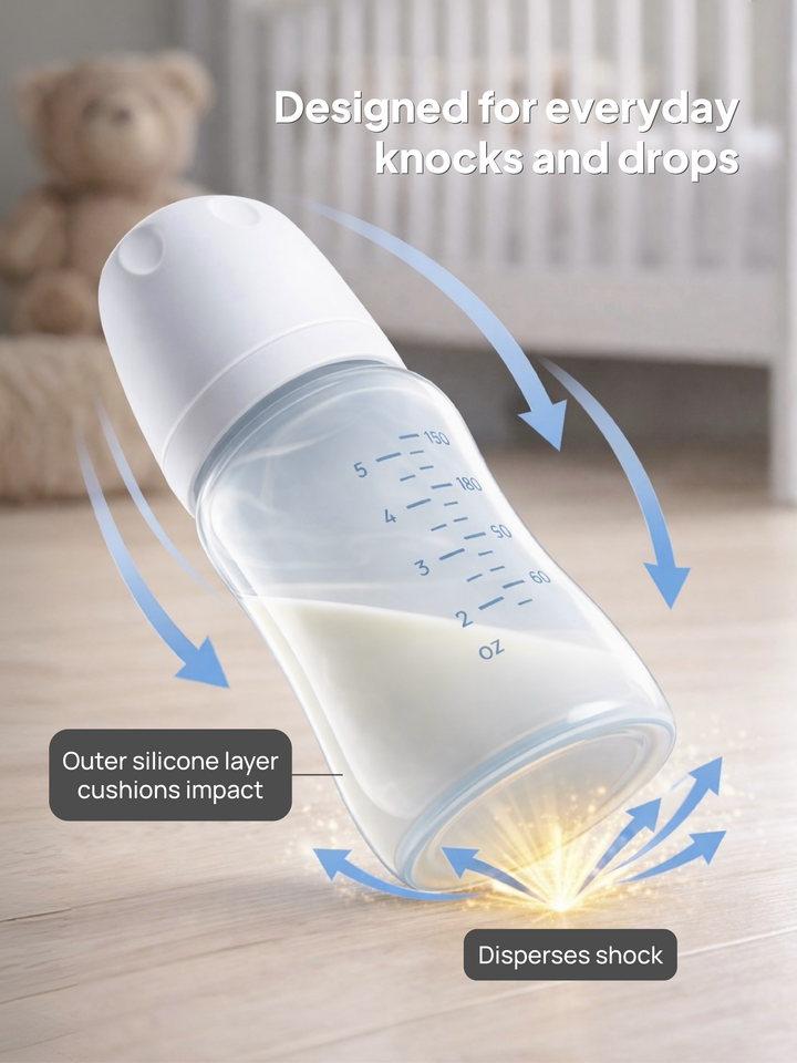 Set of Two: SiliGlass Milk Bottle 150ml