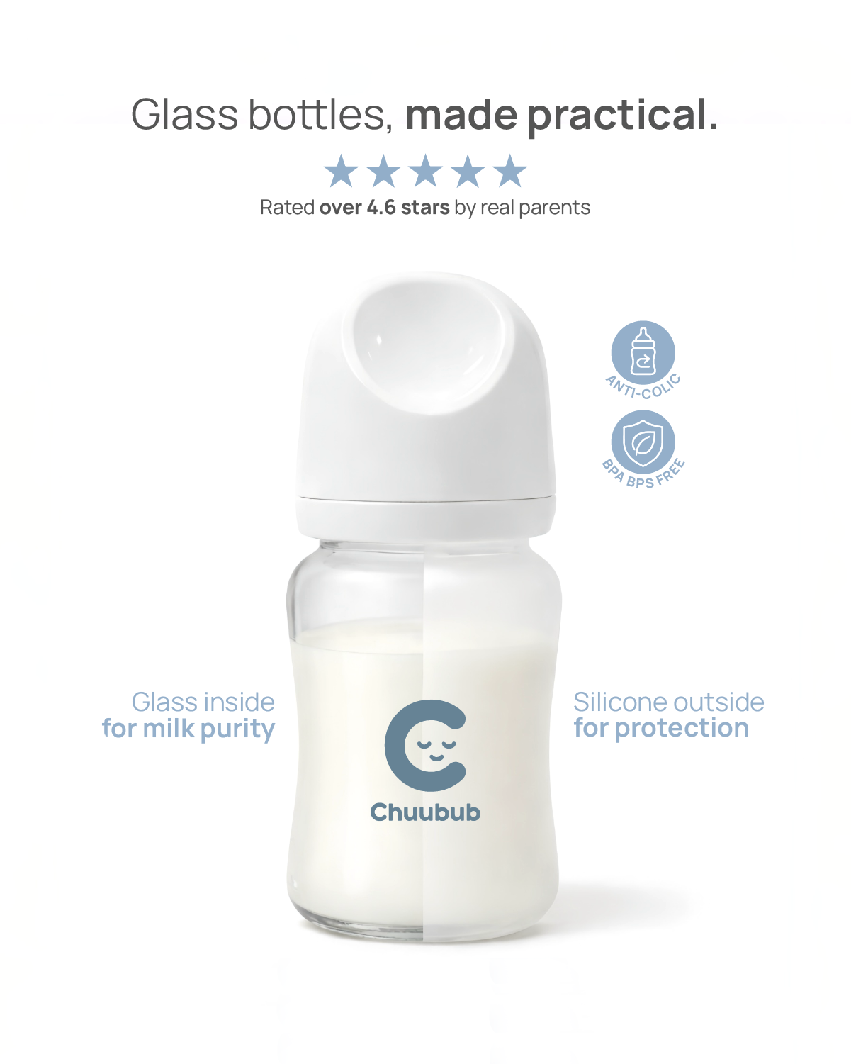 SiliGlass Milk Bottle 240ml (6M+)