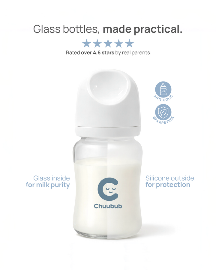 Set of Two: SiliGlass Milk Bottle 150ml