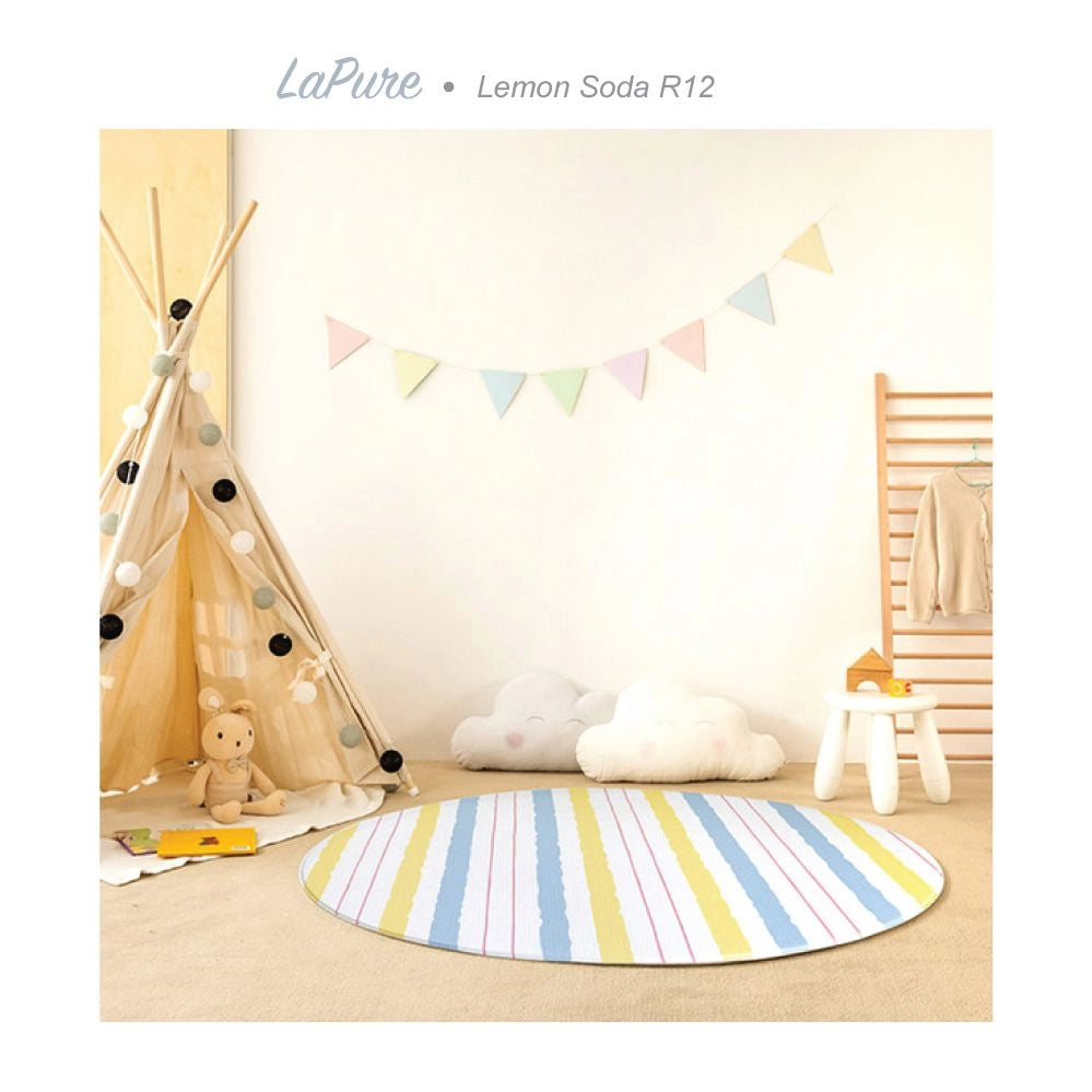 LaPure Round Mat Lemon Soda Woven Ivory (R12)
