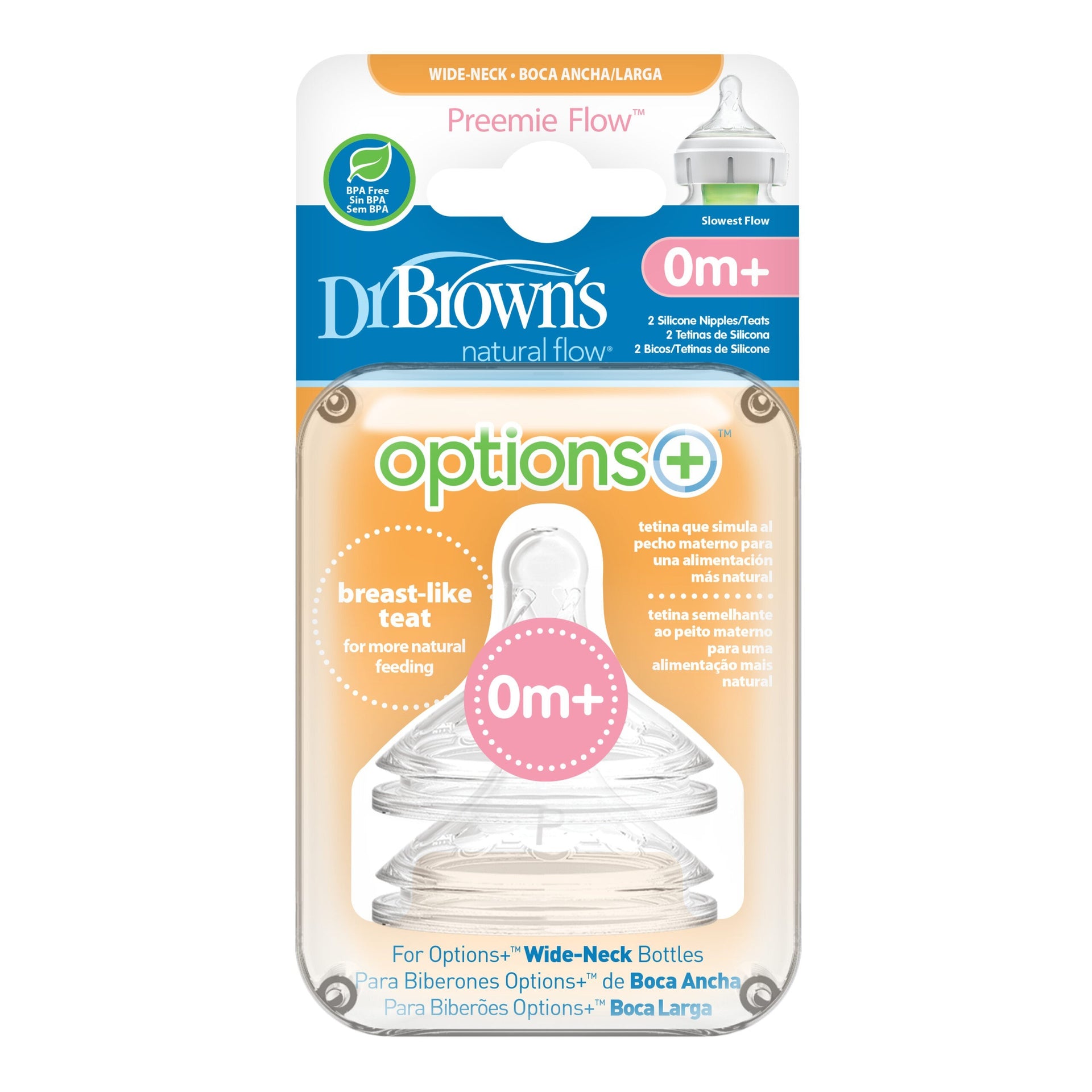 Dr. Brown’s Wide-Neck Options+ Replacement Nipples (Assorted Designs)