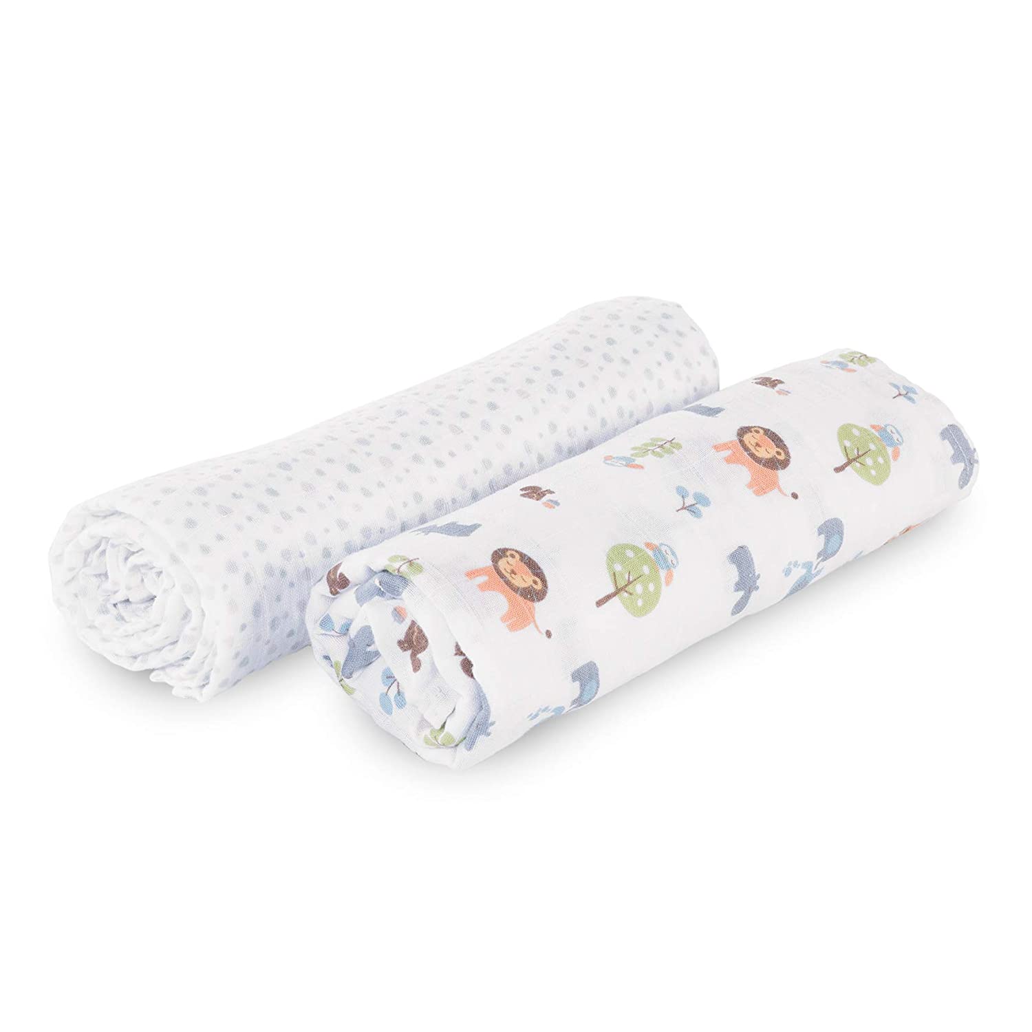 Chicco Swaddles Set 2pcs Light Grey Animals | Little Baby.