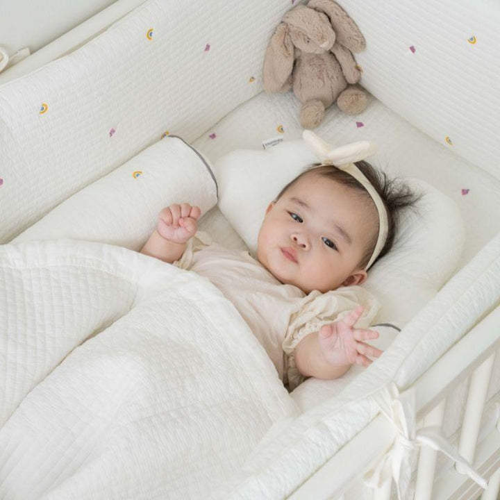 Little kBaby Baby Cot Breathable Premium Cotton Bedding Set - White | Little Baby.