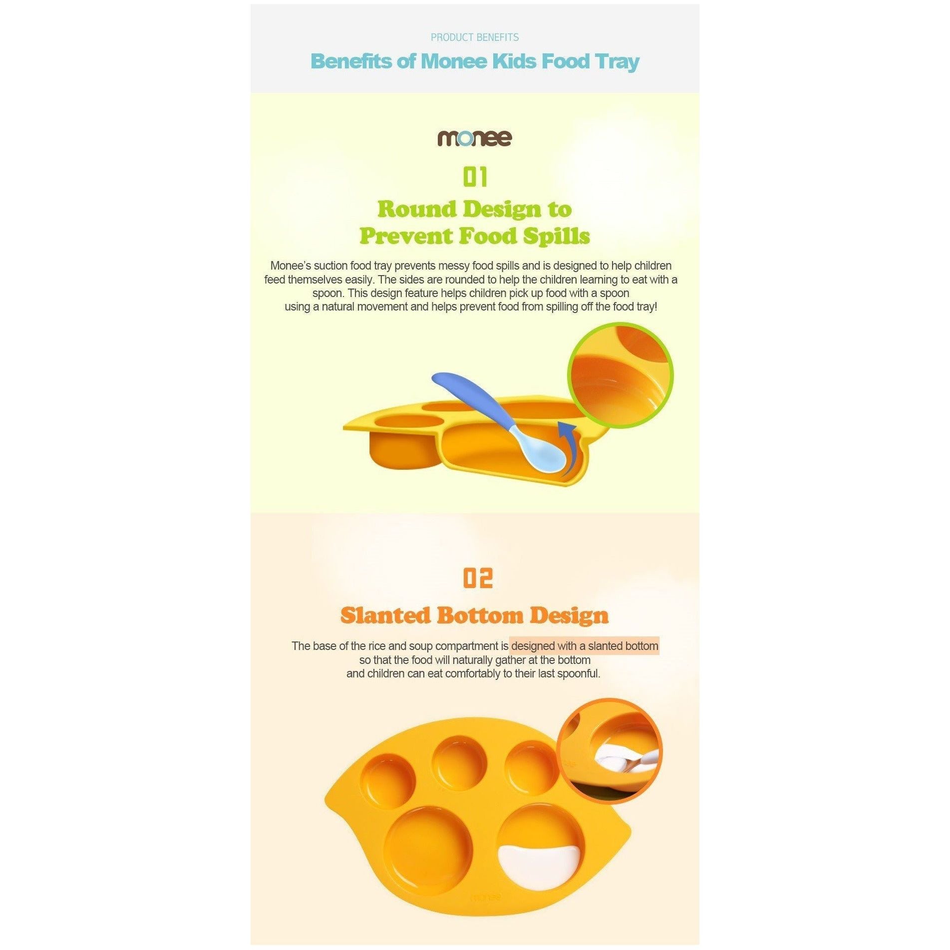 Monee Kids Food Plate - Yellow | Little Baby.
